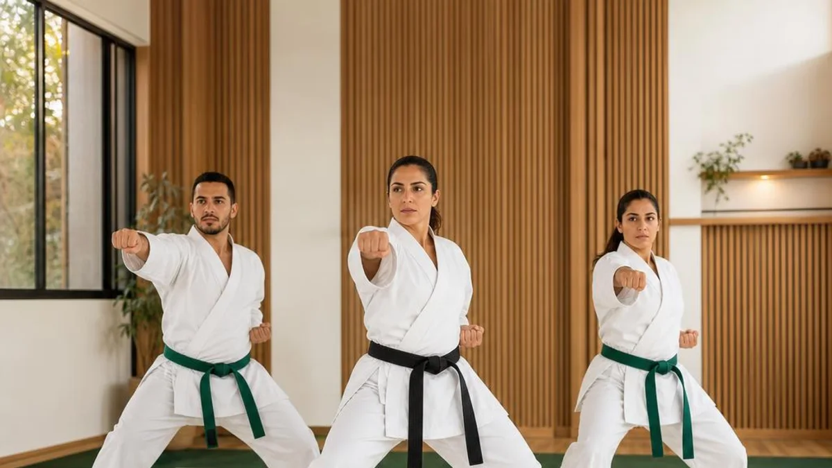 Séance d’arts martiaux en groupe dans un dojo